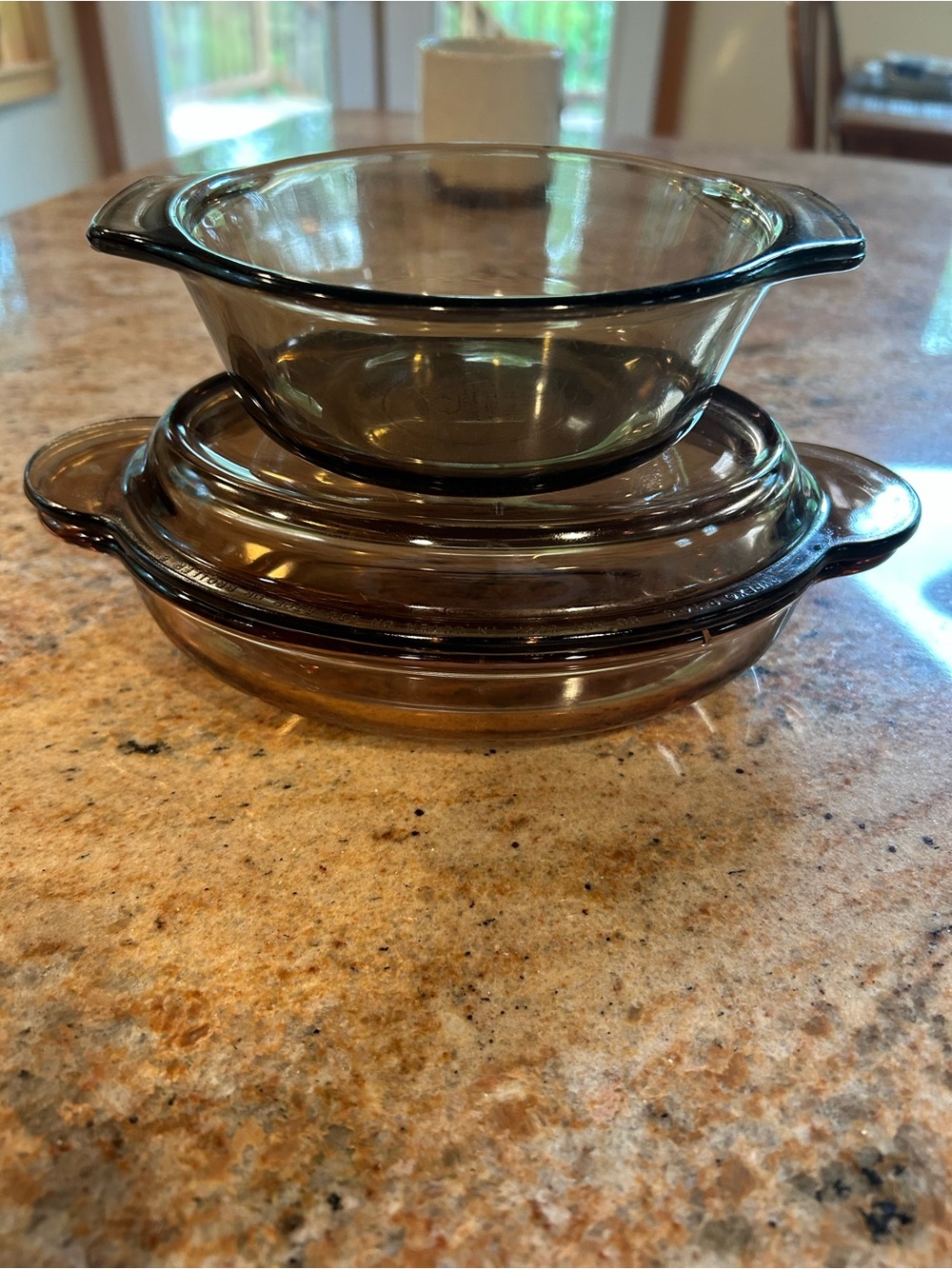 Corning Visions Oval Casserole Brown V-14-B /Pyrex Lid P-14-C w/12 oz L’Ovenware